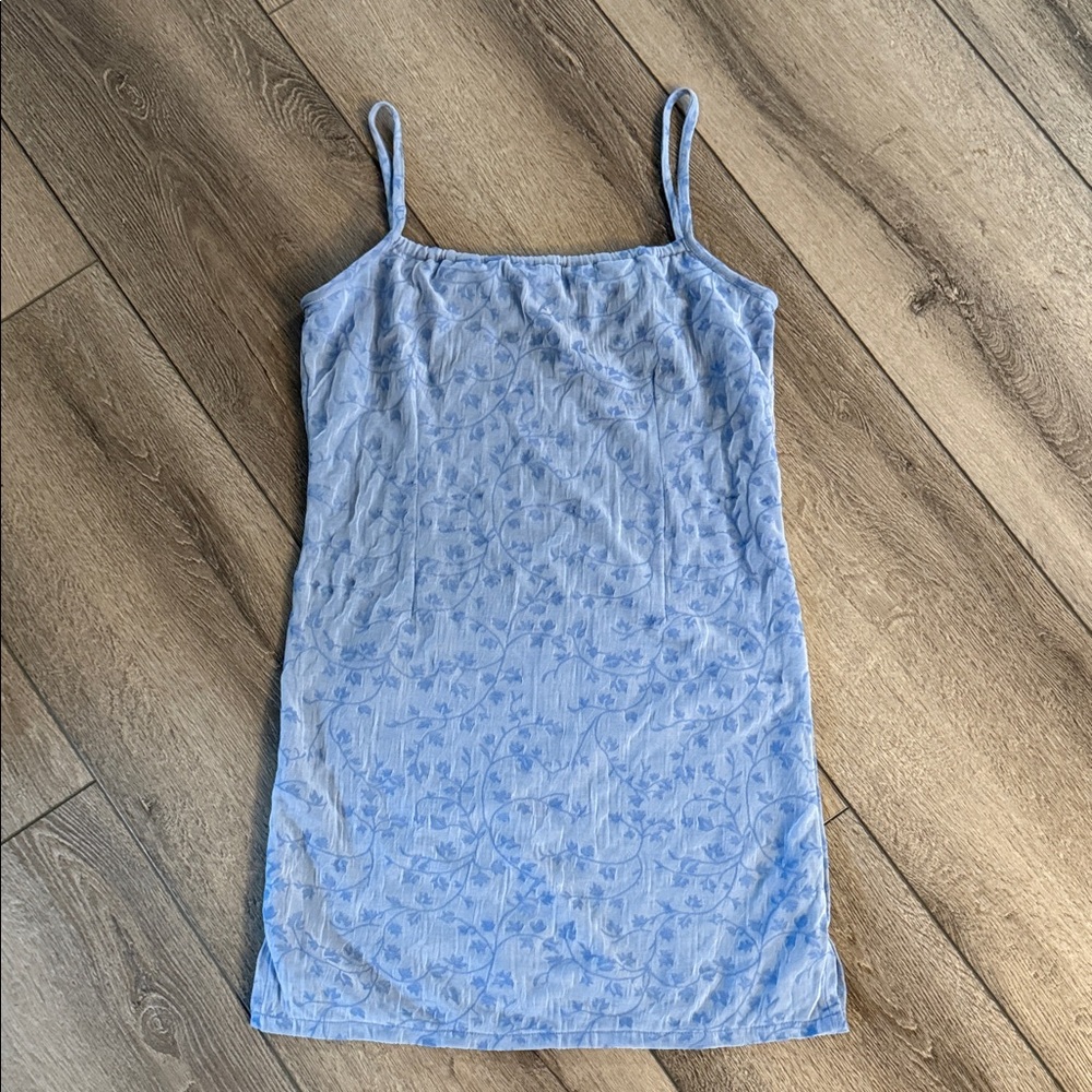 Vintage y2K Blue Floral Slip Dress S/M